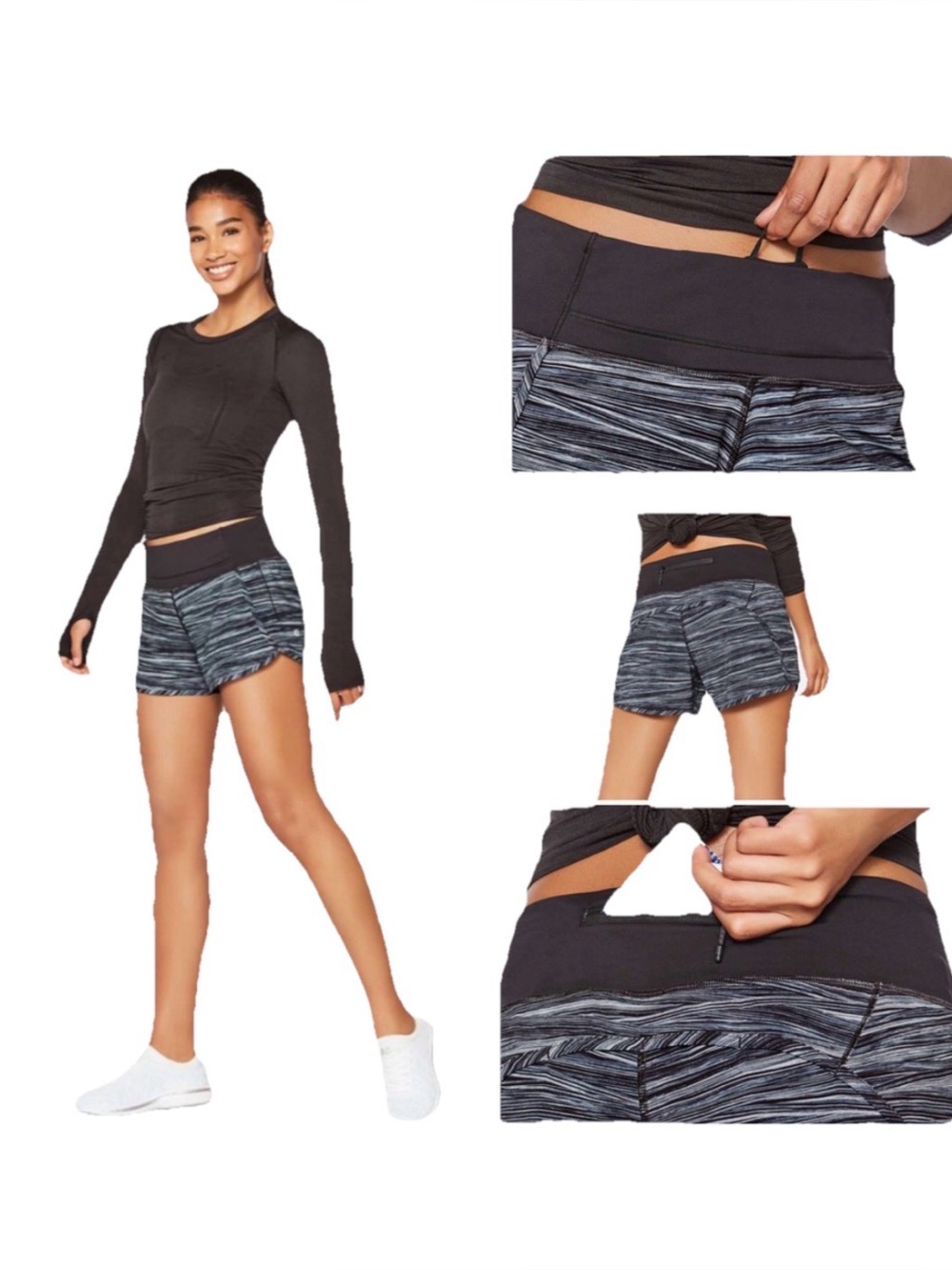 Lululemon Run Times Shorts 8 Low Tide Alpine Blue Black Cute Running Gym Summer